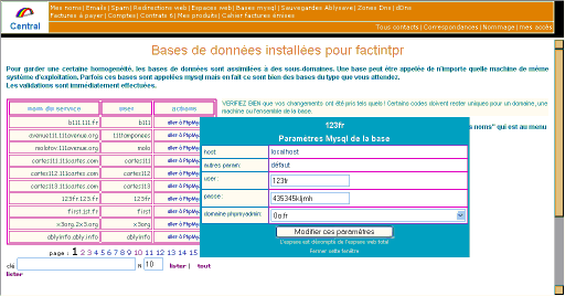 liste des bases installes